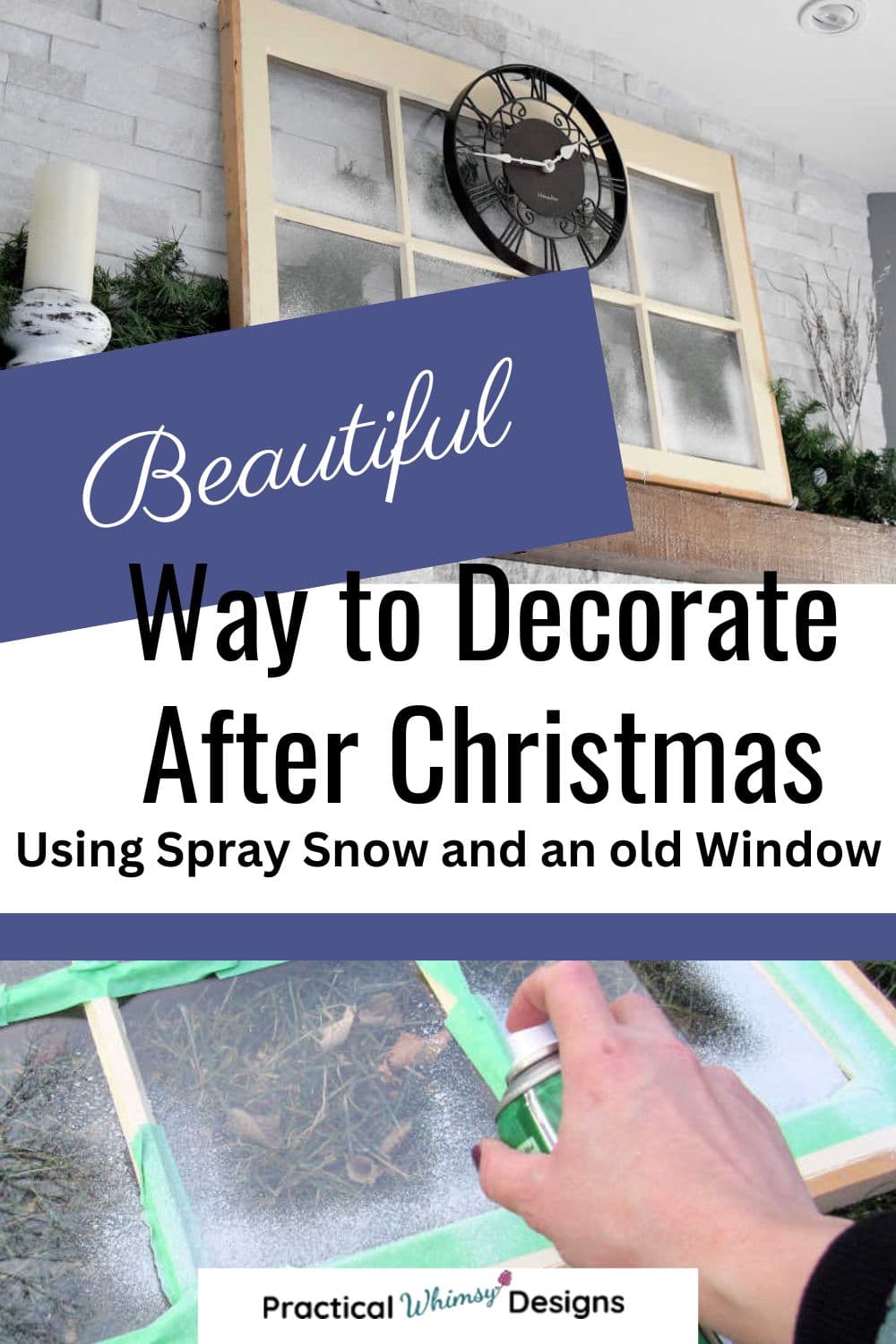 How To Decorate Windows With Spray Snow For A Snowy Winter Mantel Idea   Beautiful Way Decorate After Christmas Spray Snow 