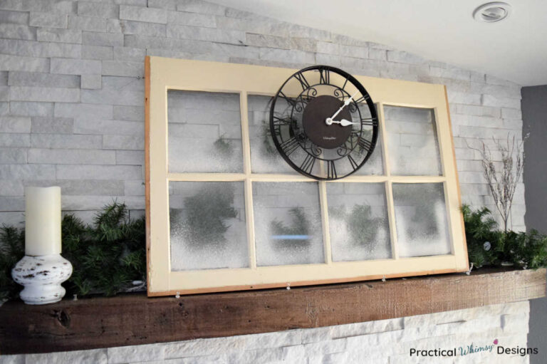 How To Decorate Windows With Spray Snow For A Snowy Winter Mantel Idea   Spray Snow On Window Winter Mantel Decor 768x511 